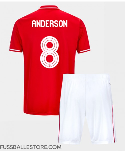 Günstige Nottingham Forest Elliot Anderson #8 Heimtrikotsatz Kinder 2025-26 Kurzarm (+ Kurze Hosen)